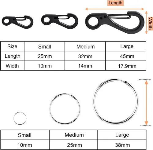 Vista 7 de Small Carabiner Clip Metal Spring Snap Hooks Mini Paracord Hanging Clips for Camera Strap, Flashlight, Key Chain