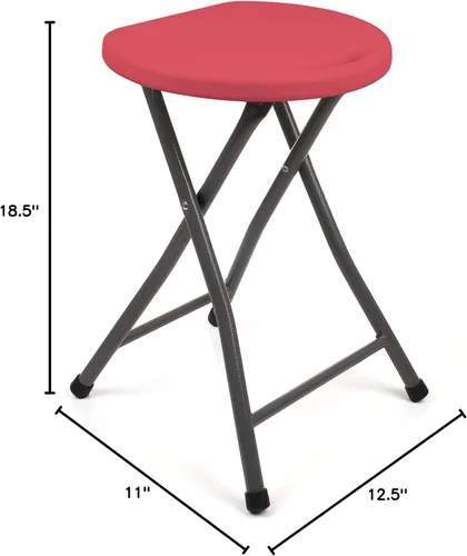 Vista 7 de Mintra Taburetes plegables - 18.5 pulgadas de altura, metal, resistentes (1 paquete, verde azulado)