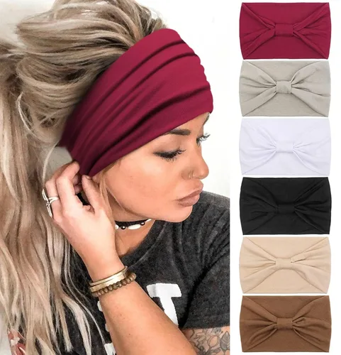Vista 15 de Diadema Tobeffect para mujer, turbante de estilo bohemio africano, con nudos anchos, accesorios para el cabello