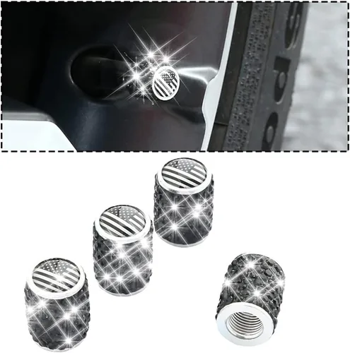 Vista 9 de zipelo Tapas de vástago de válvula con brillo, paquete de 4 unidades, con cristal de diamantes de imitación para neumático de coche, tapa de vástago
