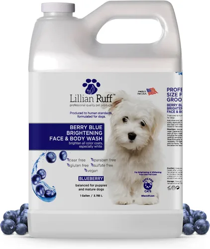 Vista 8 de Lillian Ruff Fórmula PRO Berry Blue Brightening Set de Champú y Acondicionador para Perros - Blanqueador de Calidad Profesional para Exposiciones