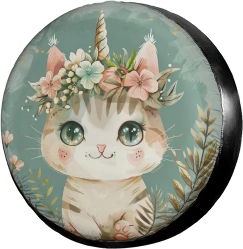 Vista 54 de Dujiea - Cubierta de neumático de repuesto con cabeza de gato en llamas, con orificio para cámara de respaldo, cubierta universal para ruedas