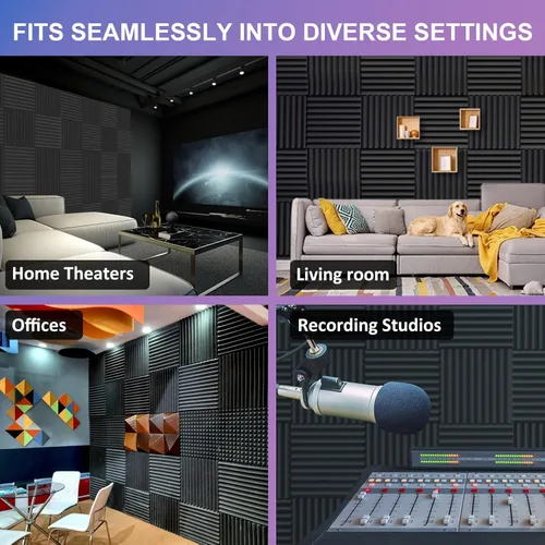 Vista 6 de JBER - Paquete de 48 paneles acústicos de espuma, cuñas de estudio autoadhesivas mejoradas de 1 x 12 x 12 pulgadas, acolchado insonorizante
