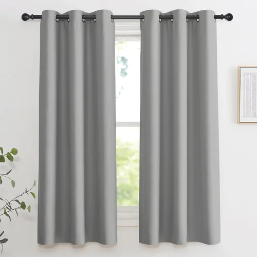 Vista 60 de KGORGE - Cortinas opacas grises para dormitorio 2 paneles, 42 x 63 pulgadas con ojales, cortinas de oscurecimiento de habitación con aislamiento