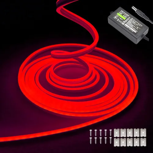 Vista 20 de dobestyou - Tira de luces LED de neón blancas, 16.4 pies (5 m) 12 V CC, 600 LED SMD2835, impermeable, flexible, luz de cuerda para decoración