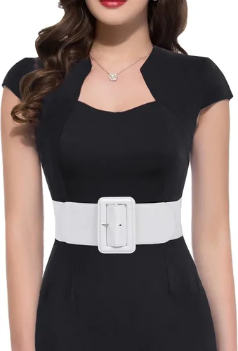 Vista 6 de Hanna Nikole Cinturón elástico vintage con hebilla ancha para mujer, tallas S-XXXXL