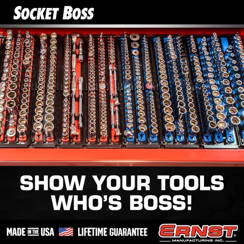 Vista 7 de Ernst Manufacturing, organizador de enchufes con rieles - Organizador de enchufes Socket Boss de 2 rieles de 1/2 pulgada con bloqueo giratorio, 13