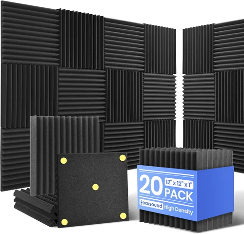 Vista 11 de Focusound Paquete de 80 paneles de espuma a prueba de sonido, paneles de espuma acústica de 1 x 12 x 12 pulgadas para pared, paneles de cuña