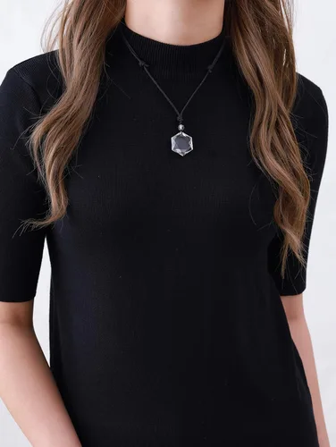 Vista 3 de COAI Collar con colgante de hexagrama de estrella de David Amulet, Piedra