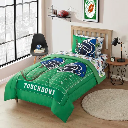 Vista 33 de Juego de edredón con diseño de baloncesto tamaño individual – Ropa de cama en una bolsa con sábanas, fundas de almohada y fundas decorativas