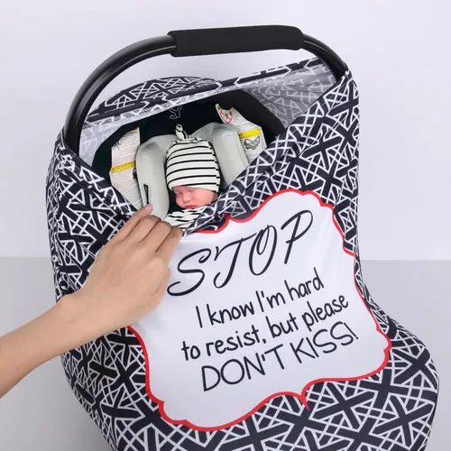 Vista 4 de Metplus Funda de asiento de automóvil sin contacto para bebés, fundas de lactancia para mamá, bufanda de lactancia, toldo multiusos para asiento