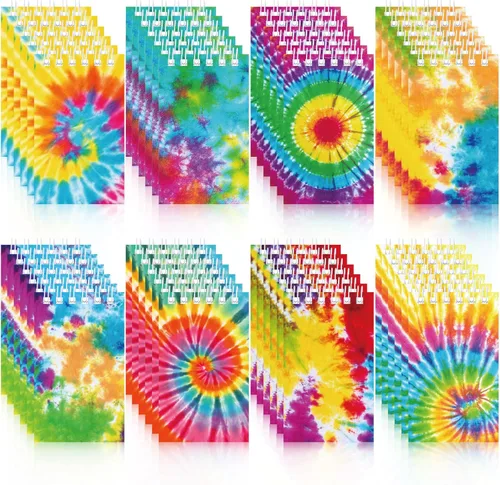 Zonon 48 mini blocs de notas de teñido anudado a granel en blanco, mini cuadernos en espiral, blocs de notas de arte pastel para fiesta de