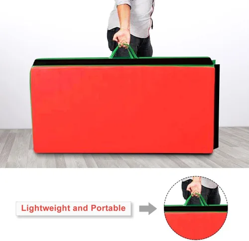 Vista 5 de Giantex - Tapete de gimnasia plegable de 4' x 10' x 2'', antidesgarros con asas de transporte, cierre de gancho y bucle, ligera, tapete de panel
