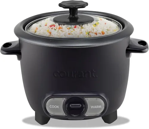 Vista 8 de Courant Arrocera de 6 tazas (cocida), recipiente antiadherente extraíble, olla arrocera de un solo toque, rojo