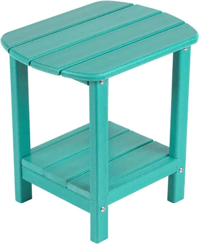 Vista 15 de nalone Adirondack - Mesa auxiliar para exteriores de 16.5 pulgadas, mesa auxiliar de plástico HDPE doble Adirondack para patio (verde)