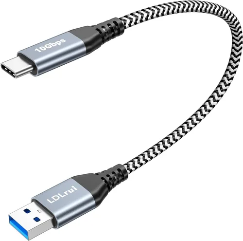 Vista 10 de Cable USB A a USB C 3.1/3.2 Gen 2 de transferencia de datos de 10 Gbps (6 pulgadas/0.5 pies), cable corto USB C SSD con carga rápida de 60 W QC 3.0