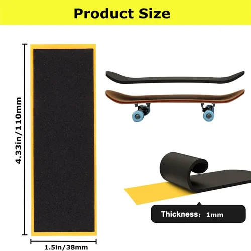 Vista 2 de WINDIR 12 piezas de cinta de agarre de espuma para diapasones, 1.496 in x 4.331 in Pro negro madera MiNi Skateboards (12 unidades)