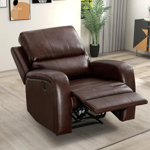 Vista 9 de Silla reclinable eléctrica, sofás reclinables de piel sintética suave con respaldo acolchado, sofá reclinable individual sobredimensionado de alta