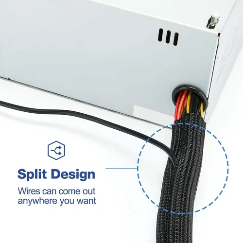 Vista 8 de Alex Tech - Protector de cable de 10 pies a 1/2 pulgada, funda dividida para cable USB, cable de alimentación, cable de audio y video, protege al