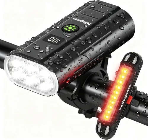 6 luces LED superbrillantes para bicicleta de noche, 6400 mAh USB recargable luces de bicicleta luces delanteras y traseras, luz trasera de
