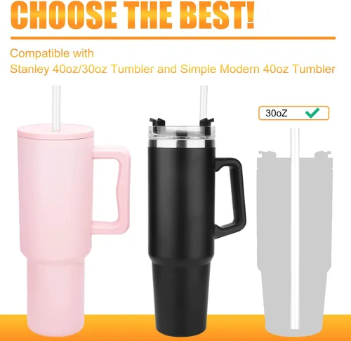 Vista 3 de 6 popotes de repuesto para accesorios de copa Stanley, popotes reutilizables para Stanley de 40 onzas y 30 onzas y vaso Simple Modern Trek con asa