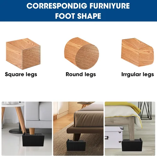 Vista 5 de MYMULIKE Elevadores de cama de 3 pulgadas, 11000 libras, resistentes, rectangulares de gran tamaño, elevadores de muebles de apertura ancha