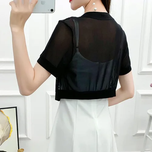 Vista 7 de Chal de gasa de moda para mujer, chaqueta de bolero, cárdigan