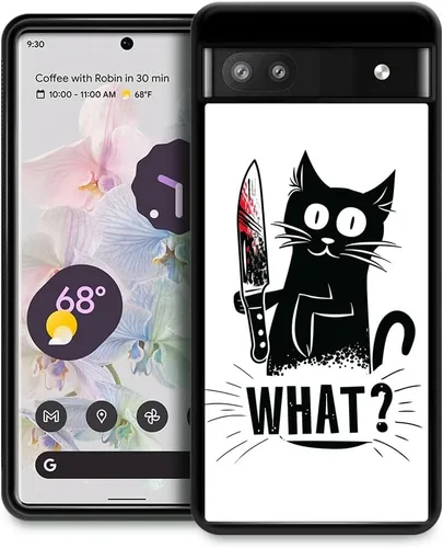 CARLOCA Compatible with Google Pixel 7A Case,Angry Cat Knife What Pattern Ultra Protection Shockproof Soft Silicone TPU Non-Slip Back for Google