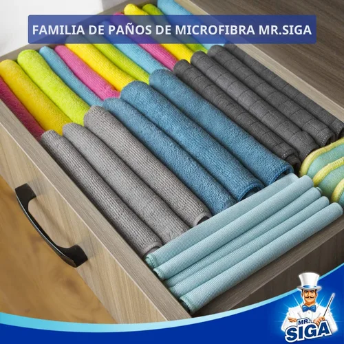 Vista 3 de Mr. Siga, paño para limpieza de microfibra, 24 unidades, tamaño: 12.6 x 12.6 pulgadas