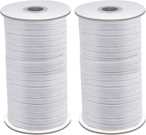 Vista 10 de Coopay Bandas elásticas planas de 1/2 pulgada de largo y 100 yardas de largo, cuerda elástica plana para coser proyectos de bricolaje, artes y Blanco