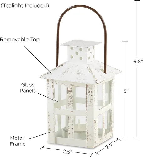 Vista 6 de Kate Aspen Decoración Rústica de Granja Blanca Portavelas Farol (12.7 cm), Decoración de Boda, Centro de Mesa, Decoración del Hogar, Decoración