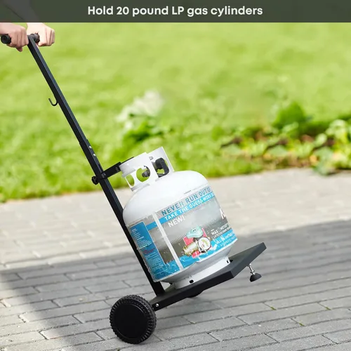 Vista 5 de Stanbroil Carro de tanque de propano de 20 libras, carro de mano de metal duradero con soporte para tanque para cilindro de propano