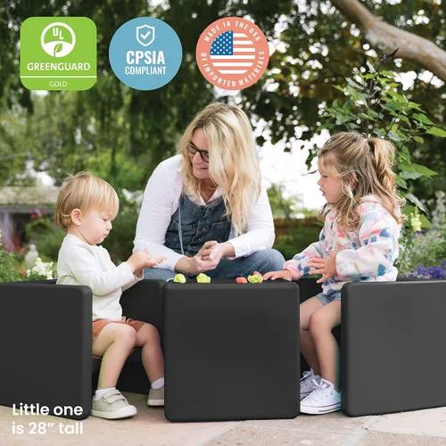 Vista 147 de ECR4Kids Tri-Me 3 en 1 silla cubo, muebles para niños, color azul polvo