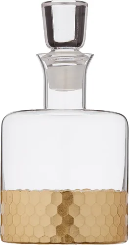 Vista 2 de Fitz & Floyd Juego de decantadores decorativos de whisky con copa superior para vino, bourbon, brandy, licor, 5 piezas, Daphne Gold