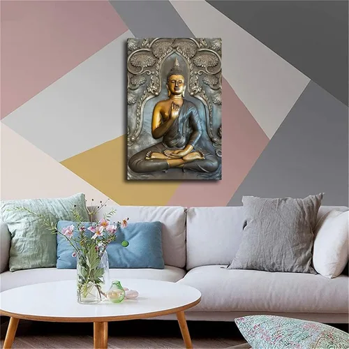 Vista 3 de VhoMes Póster zen de meditación de Buda para decoración de pared del hogar, lienzo de impresión HD para dormitorio, sala de estar