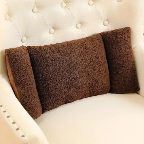 Vista 13 de Queekay Almohada de apoyo lumbar de forro polar de 3 secciones, silla de oficina para soporte de espalda, cómodo cojín lumbar para asiento de Negro