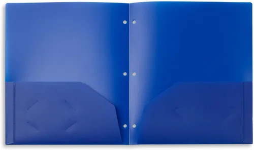 Vista 4 de Blue Summit Supplies Paquete de 12 carpetas de plástico multicolor con 3 agujeros perforados, carpetas de bolsillo de plástico para carpeta de 3