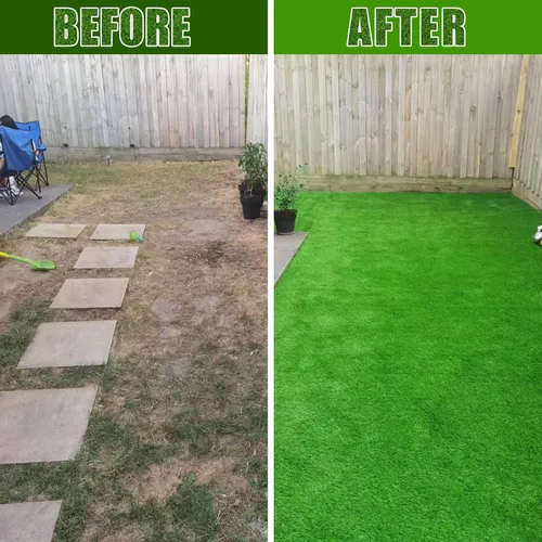 Vista 8 de FREADEM - Césped artificial para perros de 6 x 7 pies, césped artificial FREADEM con agujeros de drenaje, tapete de césped sintético para interiores