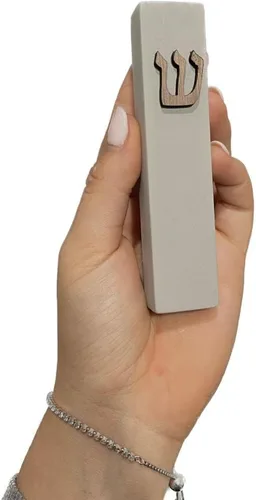 Vista 12 de Funda de mezuzá de hormigón con pergamino para puerta, fácil de despegar y pegar, cubierta de mezzuza de protección completa para bendición y Negro