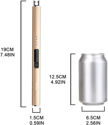 Vista 5 de SUPRUS Encendedor eléctrico de arco, resistente al viento, sin llama, USB, encendedor recargable con bloqueo de seguridad para velas, barbacoa