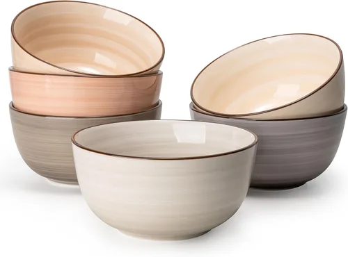 Vista 17 de Sweese Juego de 6 cuencos de porcelana de 4 onzas, mini cuencos para postre, aptos para microondas y lavavajillas, multicolor