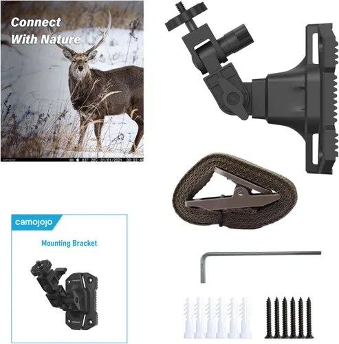 Vista 6 de Soporte de montaje para cámaras de sendero Camojojo con inserto roscado de 1/4" -20, soporte ajustable giratorio 360° para accesorios