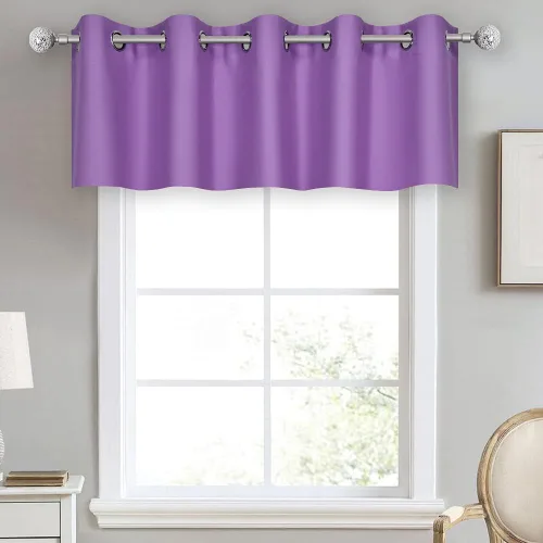 Vista 8 de DECOVSUN Cenefa de cortina opaca amarilla brillante para ventanas de cocina, cenefa opaca con ojales para dormitorio, cenefa corta y recta para sala