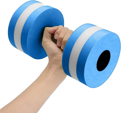Vista 2 de Mancuernas de agua, mancuernas de ejercicio acuático, juego de 2 pesas de agua para piscina, ejercicios aeróbicos de agua, mancuernas de espuma