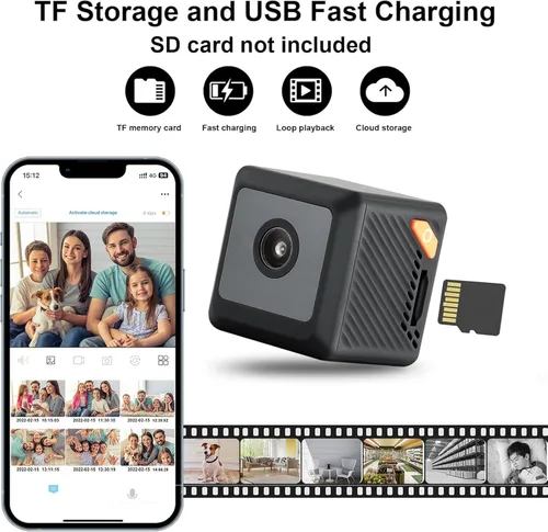 Vista 2 de Mini cámara oculta WiFi inalámbrica - Cámara de seguridad interior con detección de movimiento, visión nocturna, control de aplicaciones