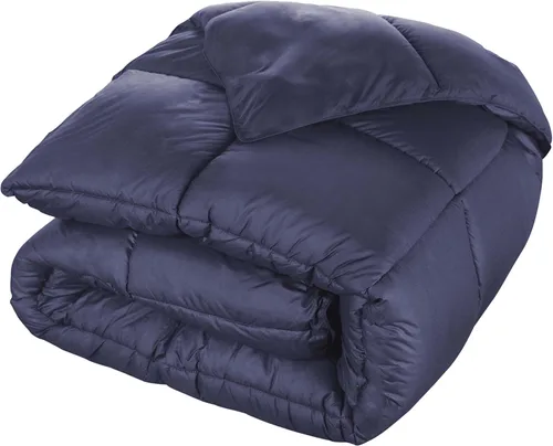 Vista 2 de Superior Edredón sólido de microfibra cepillada, ropa de cama alternativa al plumón, reversible, peso medio, esponjoso, decorativo, relleno de Azul