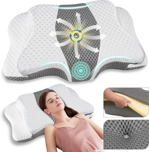 Vista 8 de Almohada Cervical para Alivio del Dolor para Soporte del Cuello, Almohada Ergonómica Ajustable para Dormir Cómodamente, Almohadas Ortopédicas