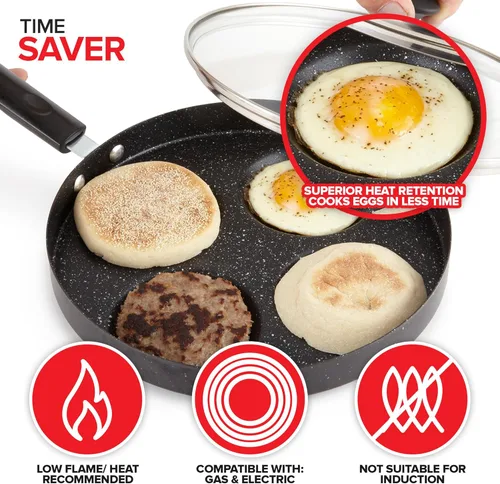 Vista 5 de Modern Innovations Sartén antiadherente de 4 tazas con tapa, sartén para huevos fritos, sartén para tortillas, mini sartén para panqueques