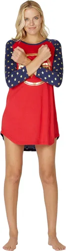 Vista 5 de INTIMO Wonder Woman - Vestido de noche raglán con logotipo circular, Rojo