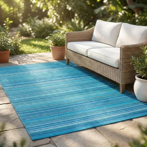 Vista 15 de FH Home - Alfombra para exteriores, impermeable, resistente a la decoloración, reversible, plástico reciclado de alta calidad, acabado geométrico